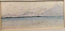Two Antique 19th Century Seascape Watercolors Martime Navy View From Ship