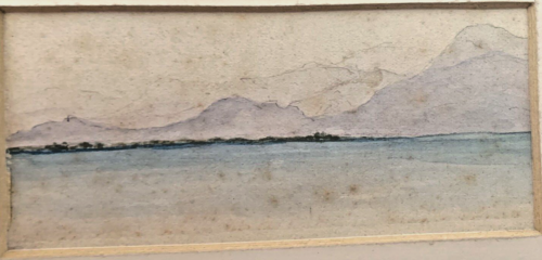 Two 1890s Coastal Landscape Watercolors Martime Seascape Navy view From Ship