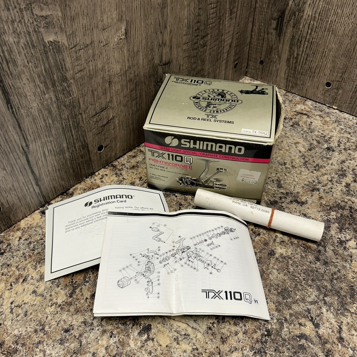 Vintage Shimano TX 110Q Ultra Light Spinning Reel BOX PAPERWORK