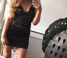 Pretty Little Thing Black Lace Insert Bodycon Dress