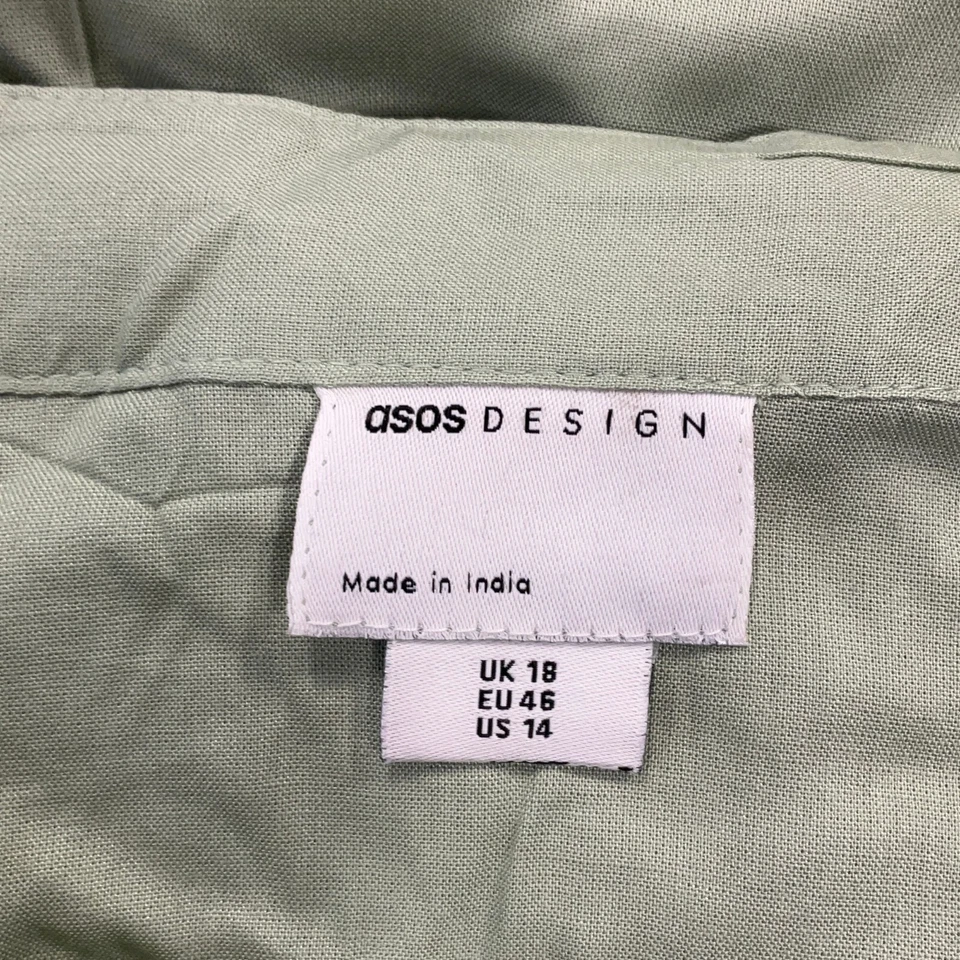 Asos Design A Line Midi Skirt Womens Size 14 Gray Button Through Pocket - Image 4 of 4