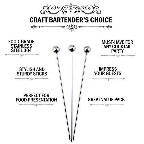 Cocktail Picks Stainless Steel Toothpicks – 8 inch 12 Pack Martini Picks Reusabl - Afbeelding 2 van 6