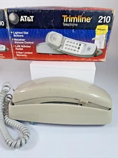AT&T Trimline 210 Tan Telephone Corded Wall or Desk Phone Retro Vintage