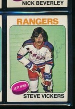 1975 Topps hockey #19 Steve Vickers  Rangers signed autograph very tough TPD34