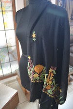EXOTIC CREWEL EMBROIDERY ESTOLA Brod  KASHMIR  BEAUTIFUL 100 CASHMERE PASHMINA