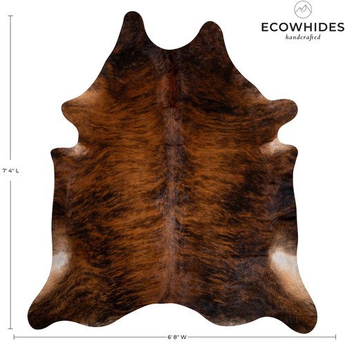 Brazilian Brindle Cowhide Rug Size 7'4" L x 6'8" W 6054 - Picture 4 of 6