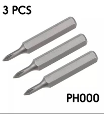 Phillips Bits 3pc 5/32 Inch Hex Shank Cross PH000 Screwdriver Bit Set For iPhone