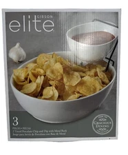 Gibson Home Ceramic Gracious 2-Tier  Chip and Dip Server Set