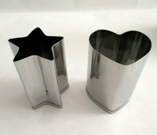 Decorative Stainless Vegetable Cutter Mold Heart Star Large 2cs Made in JAPAN