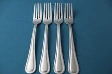 4 Dinner Forks Cuisinart TUSCAN BEAD 18/10 Stainless Beaded China NEW 7 3/4"