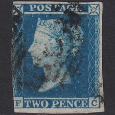 Y4_23 GB QV 1841 2d VIOLET-BLUE EARLY STAGE PLATE 4 SGES17 IVORY HEAD FC FU 3M