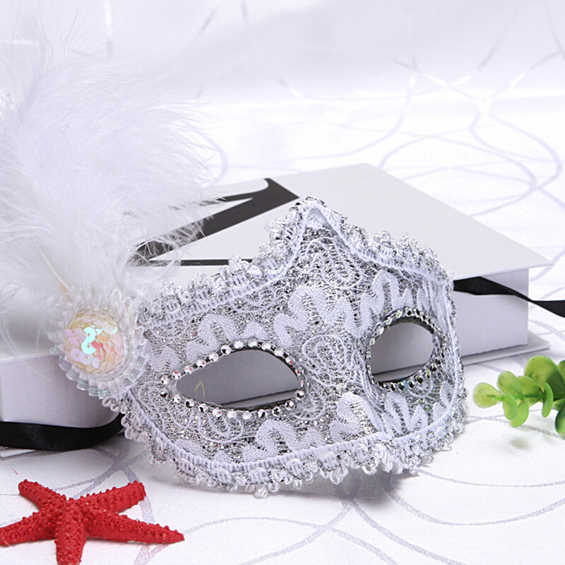 Glitter Masquerade Feather Mask Fancy Dress Party Theme Ball