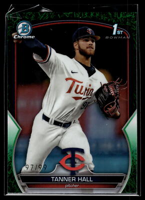 Tanner Hall 2023 Bowman Draft Chrome Green Grass Refractor Card /99 #BDC-174