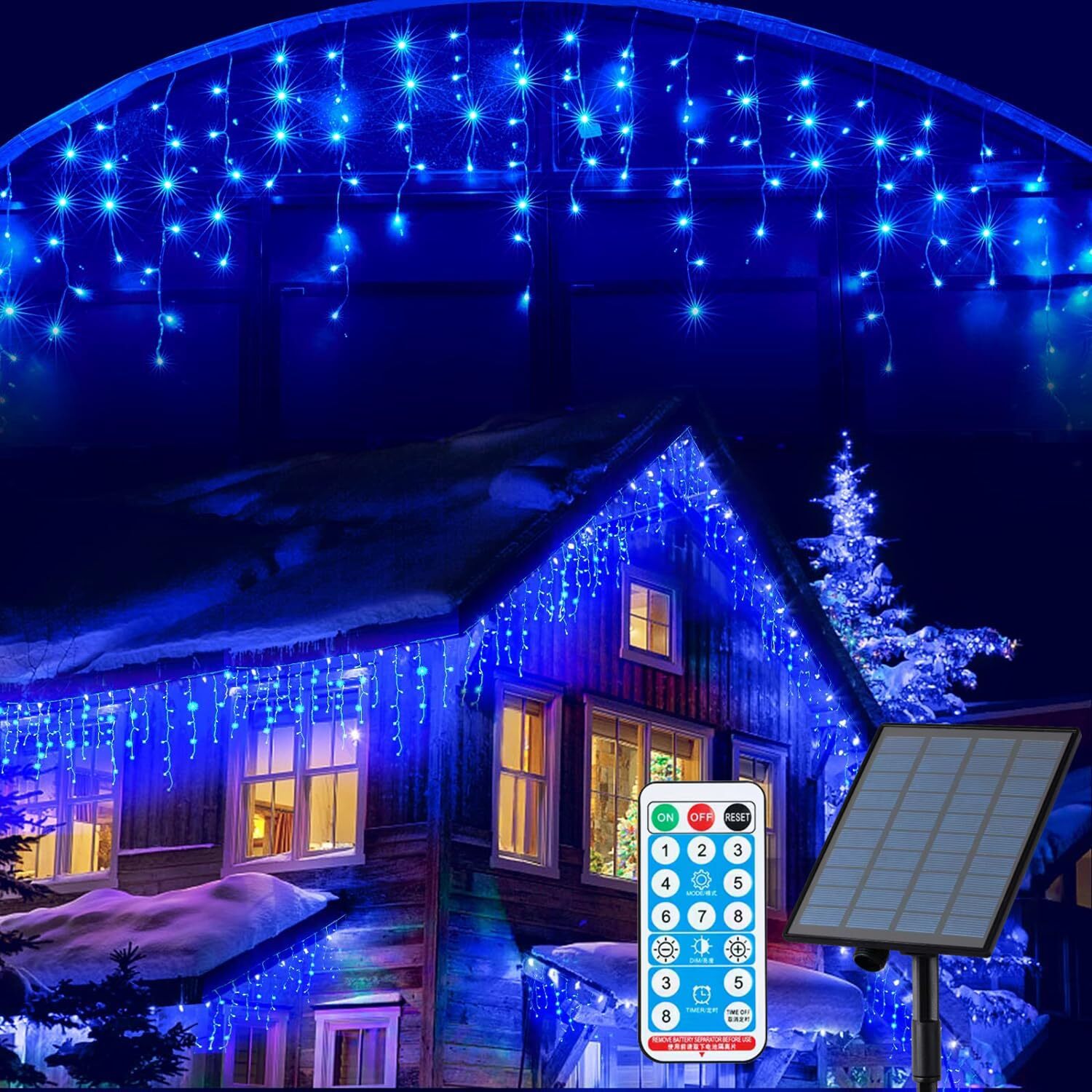 Solar Christmas Lights Outdoor Waterproof Christmas Decorations Curtain Light...