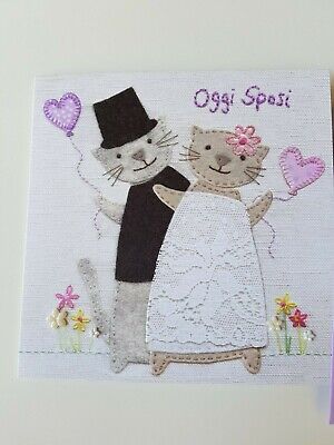 Biglietto D Auguri Matrimonio Oggi Sposi Gattini Ebay