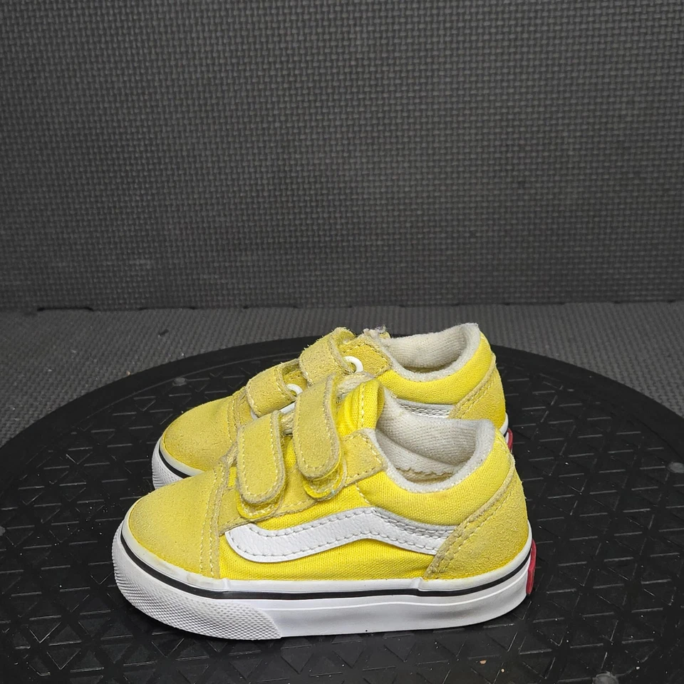 Vans Old Skool Zapatos Niño Pequeño Talla 4 Amarillo Gancho y Lazo Skate Tenis Entrenadores Foto 3 de 4