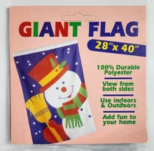 Snowman Top Hat Broom 28" x 40" Flag 100% Durable Polyester ~ J.S.N.Y