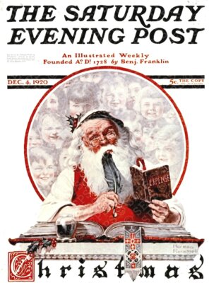 Vintage Saturday Evening Post 1920 December Cover Poster Print 17x12