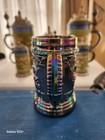 Greentown Westmoreland Blue Carnival Glass Stein Troubadour Decor E001 — photo 4