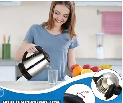 2L 220V Stainless Steel Electric Kettle Silver Black Base Separation Desion