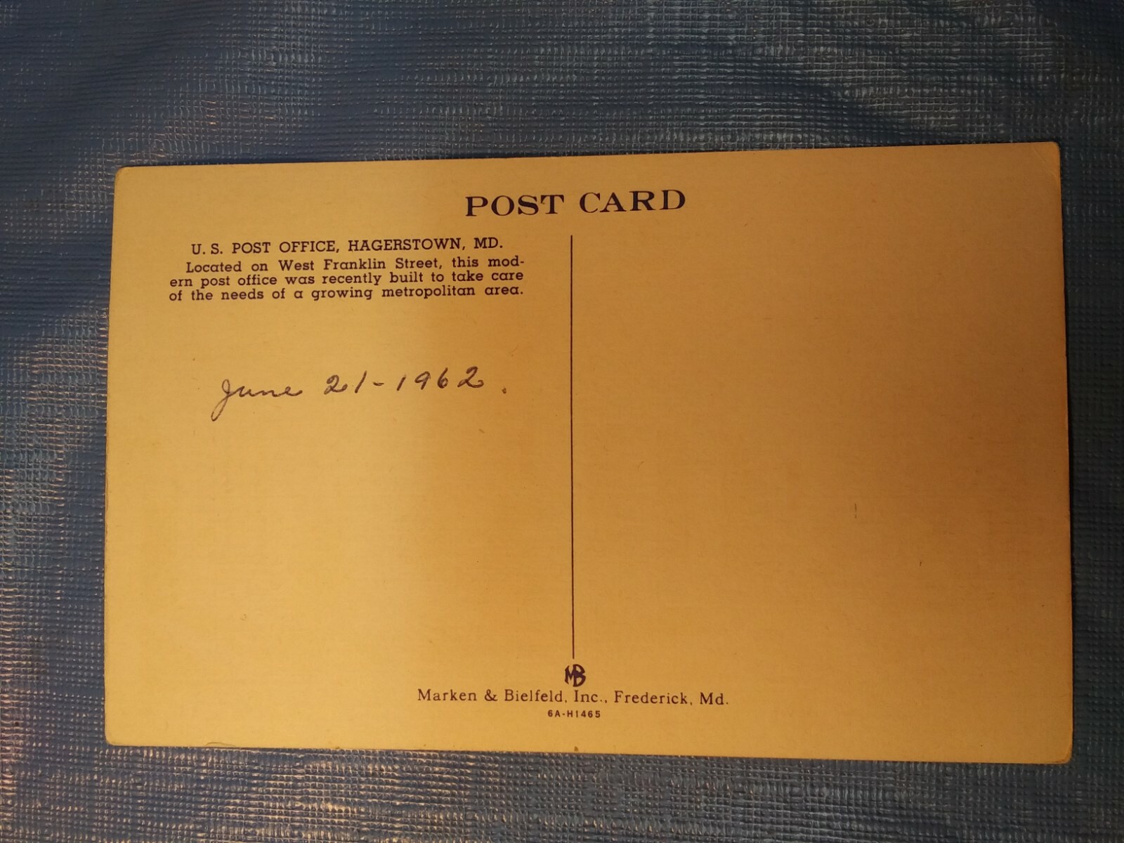 Vintage U. S. POST OFFICE, HAGERSTOWN, MD. postcard. Circa 1940. eBay