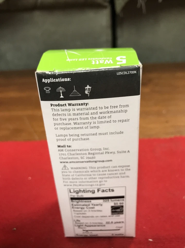 1 LED Candelabra B11 C37 Bulb,5W equivalent to 40W,E12 Base,5000K DayLight - Image 2 of 4