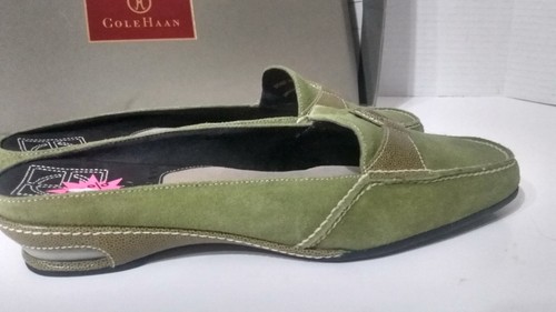 Vintage Cole Haan Air.Vail Asparagus Suede Leather Mule Flat Shoes 8.5 B - Picture 6 of 14