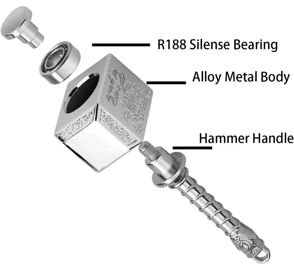 Juguete giratorio inquieto Thor Hammer todo metálico niños niñas niños adultos TDAH enfoque  Foto 2 de 3