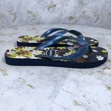 Havaianas Youth Girls Size 4M Shoes Blue Yellow Colorful Floral Flip Flop Sandal
