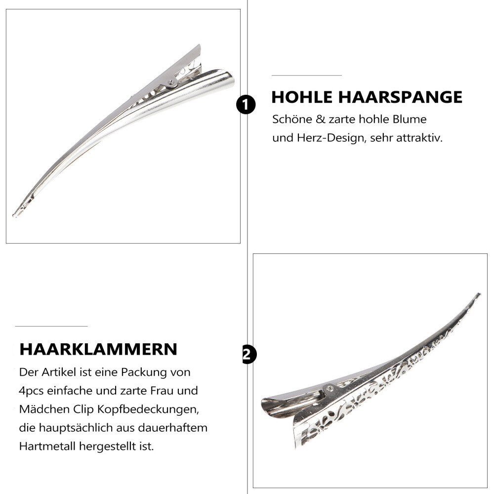 12 Stück Duckbill Haarclips – Glänzend Schwarz, Je 9,5 Cm, Für Friseurstyling & Alltag