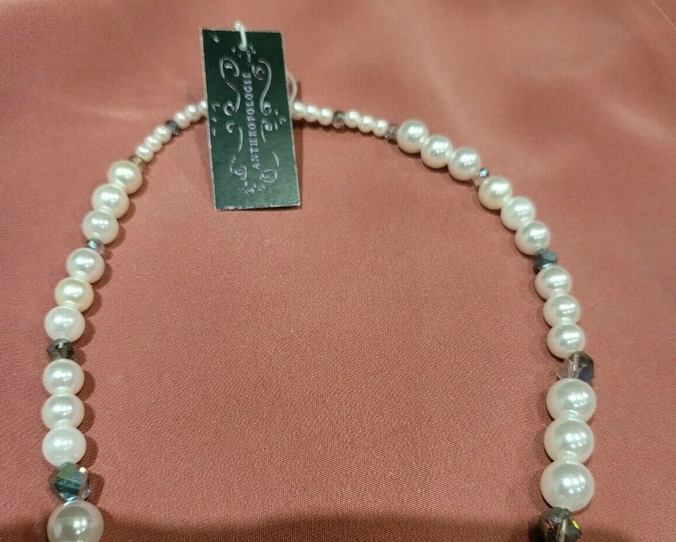 Collar colgante de perlas artísticas Anthropologie cristales de Swarovski concha de abulón nuevo con etiquetas Foto 3 de 3