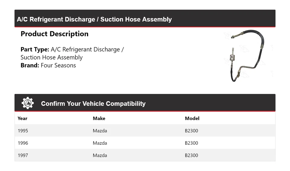 Conjunto de manguera de succión/descarga de refrigerante aire acondicionado Mazda B2300 1995-1997 4 estaciones Foto 2 de 4