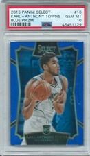 2015 PANINI SELECT #16 KARL-ANTHONY TOWNS PSA 10 GEM MINT BLUE PRIZM RC 031/249