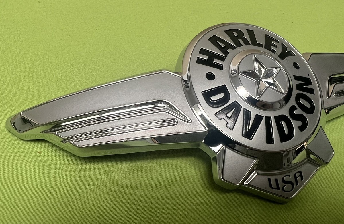 Harley-Davidson Softail Fatboy Chrome Fuel Tank Emblem Left Side