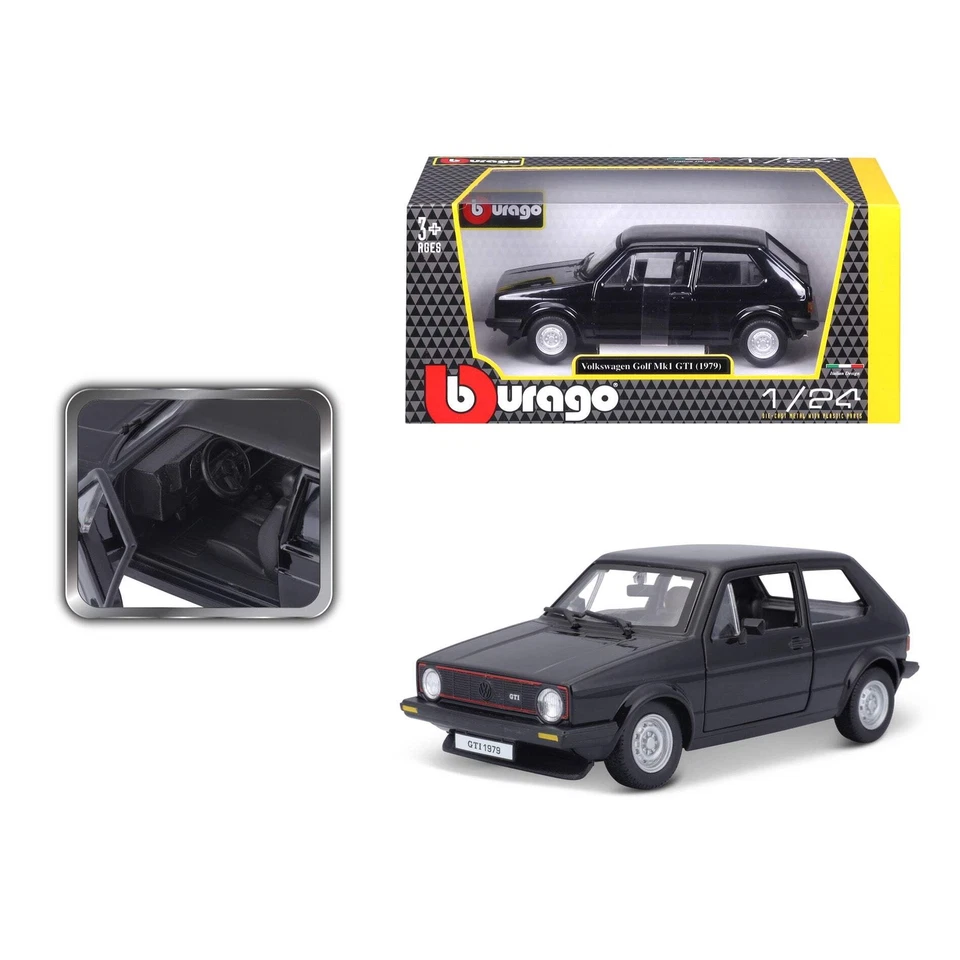 18-21089 Bburago - Volkswagen Golf Mk1 GTI (1979), nera - 1:24 - Immagine 3 di 4