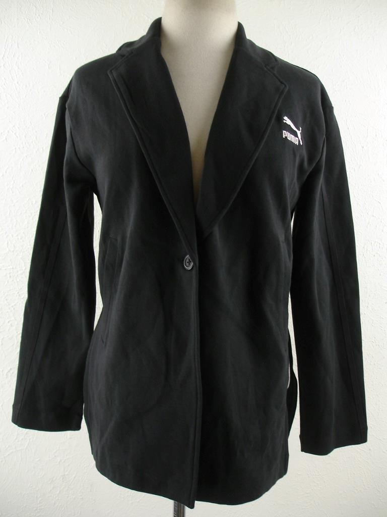 Women's sz XS Puma T7 Blazer Jacket Black Knit One-Button Cotton