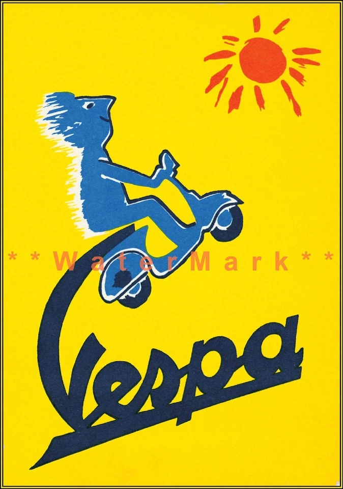 Vespa 1955 Italiano Clásico Motor Scooter Vintage Póster Impresión Estilo Retro Arte Foto 4 de 4