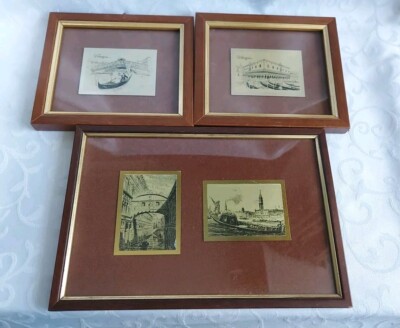 BEAUTIFUL VINTAGE COPPER PICTURES OF VENICE, LOVELY ETCHED SCENES