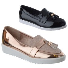 LADIES WOMENS CLASSIC TASSEL LOAFERS OFFICE SHOES PUMPS LOW HEEL WEDGES SIZE
