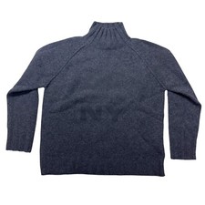 DKNY Sweater Mens Large Gray Knit Long Raglan Sleeve 100 Lamswool Cozy Gorpcore