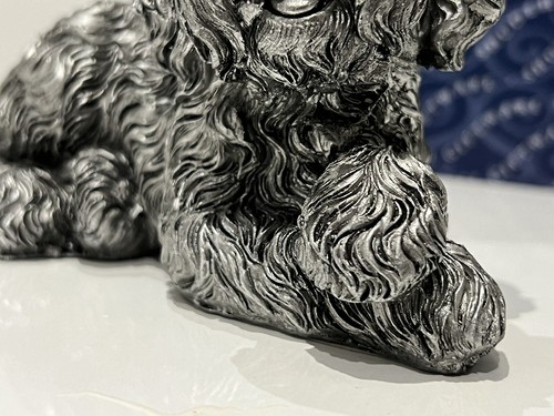 Large Cockapoo Dog Ornament Figure Silver Lying Gift - Picture 11 of 13