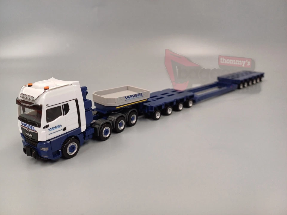Herpa - MAN TGX GX Tieflade-Sattelzug  Tieflader 10 achs "Wasel"  OVP 1:87 - Bild 2 von 3
