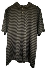 Under Armour Men's XL Heat Gear Polo Shirt. Black With Grey Stripes. EUC