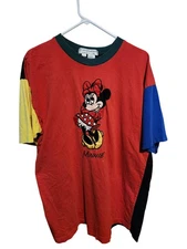 Vintage Disney Nancy Heller Minnie Mouse Shirt Womans XL Colorblock 90s Tee
