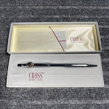 Vintage Cross Century Ballpoint Pen Chrome Enamel Arco Star Logo Medallion  Box