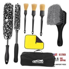 Car Wheel Brush kit, Tire Brush, Wheel Cleaner Brush, Soft-bristled Rim Black