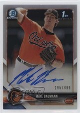 2018 Bowman Chrome Prospect Refractor 295/499 Mike Baumann #BCPA-MB Auto 2a9