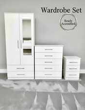 Wardrobe Chest of Drawers Bedside Cabinet Ready Assembled Bedroom Furniture Set