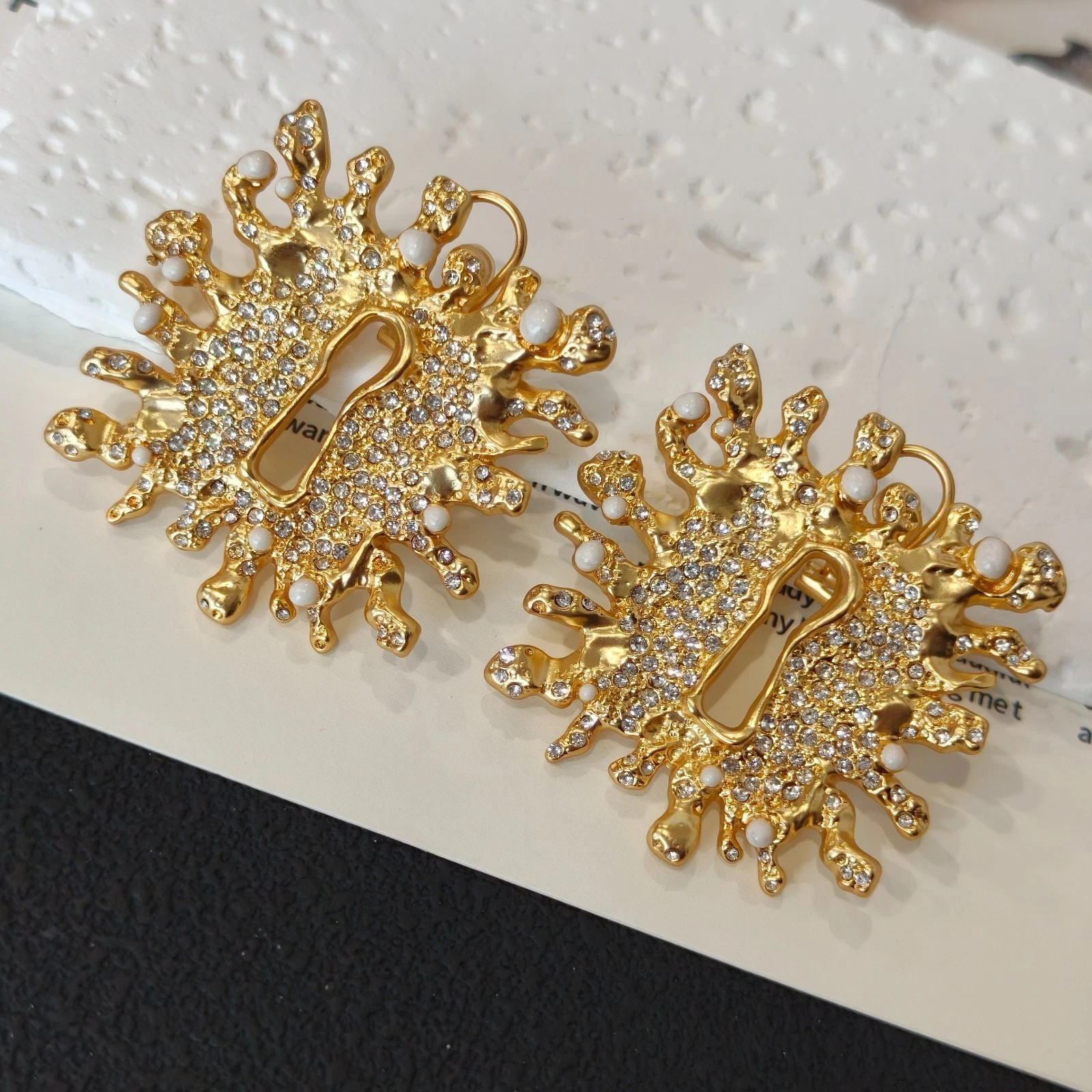 Schiaparelli Golden Keyhole Earrings Unique Style WITH BOX