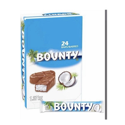 Bounty Milk Chocolate Coconut Bars, 24-Pack Box, 1.37 kg Sweet Assortment